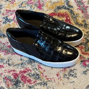 Vince Black Croc-Embossed Slip-On Sneakers